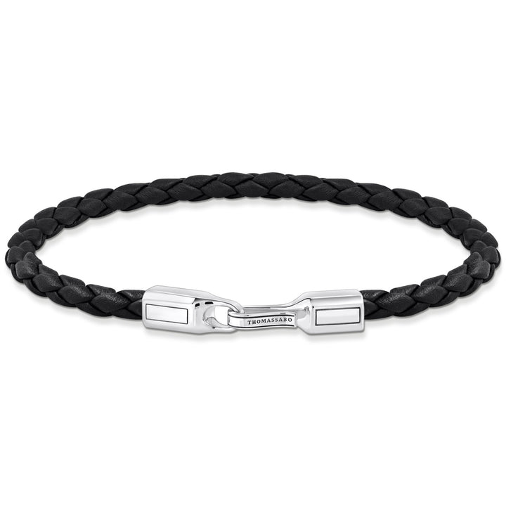 Thomas Sabo Lederarmband schmal in Schwarz Silber - A2147-682-11