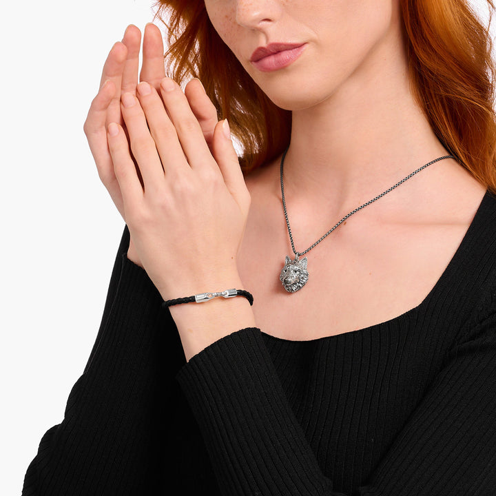 Thomas Sabo Lederarmband schmal in Schwarz Silber - A2147-682-11