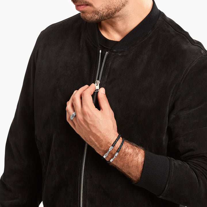 Thomas Sabo Lederarmband schmal in Schwarz Silber - A2147-682-11