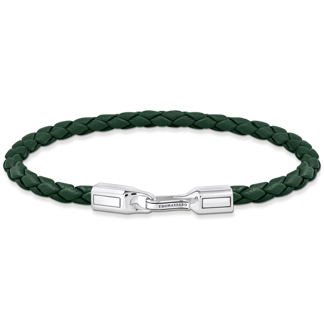 Thomas Sabo Lederarmband schmal in Grün Silber - A2147-682-6