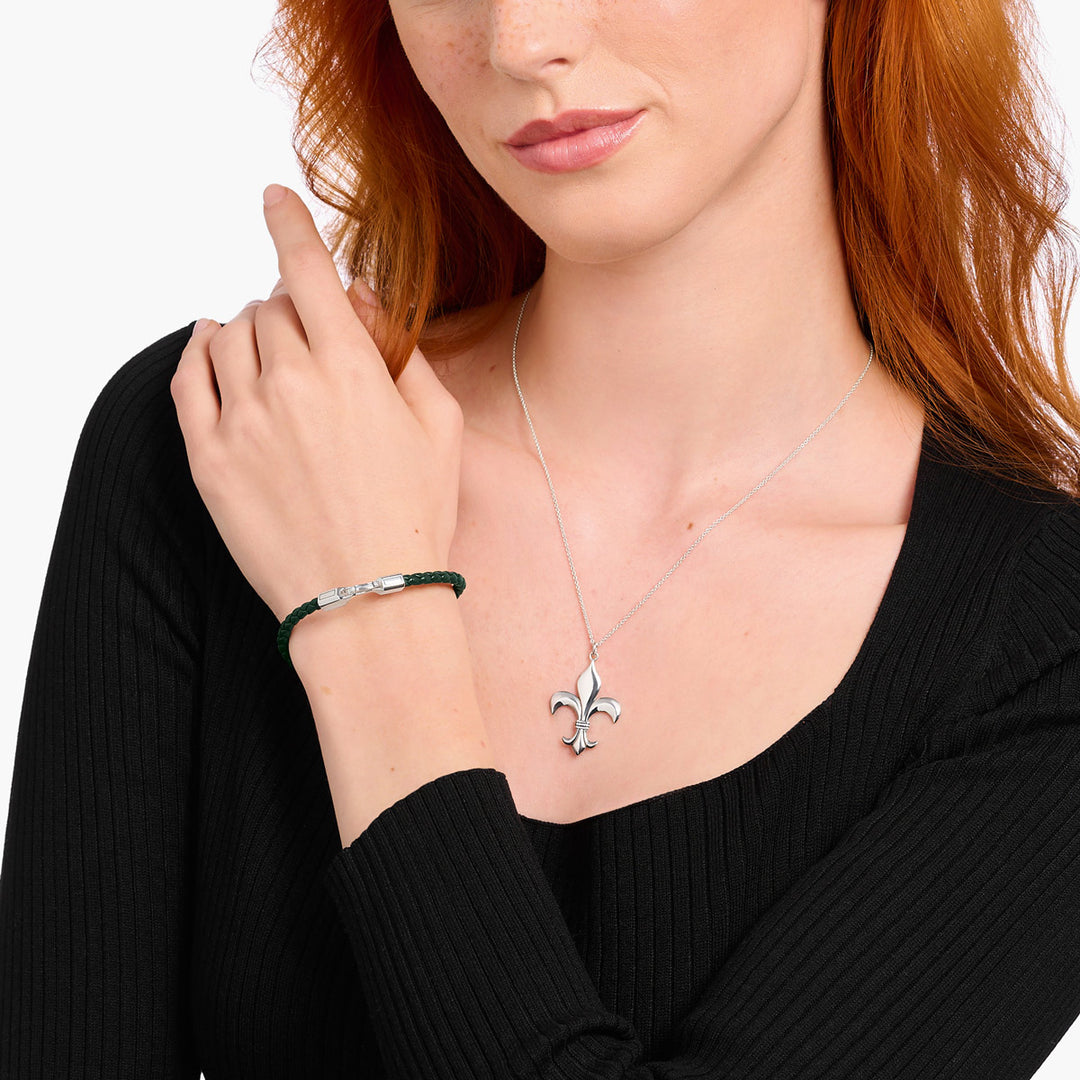 Thomas Sabo Lederarmband schmal in Grün Silber - A2147-682-6