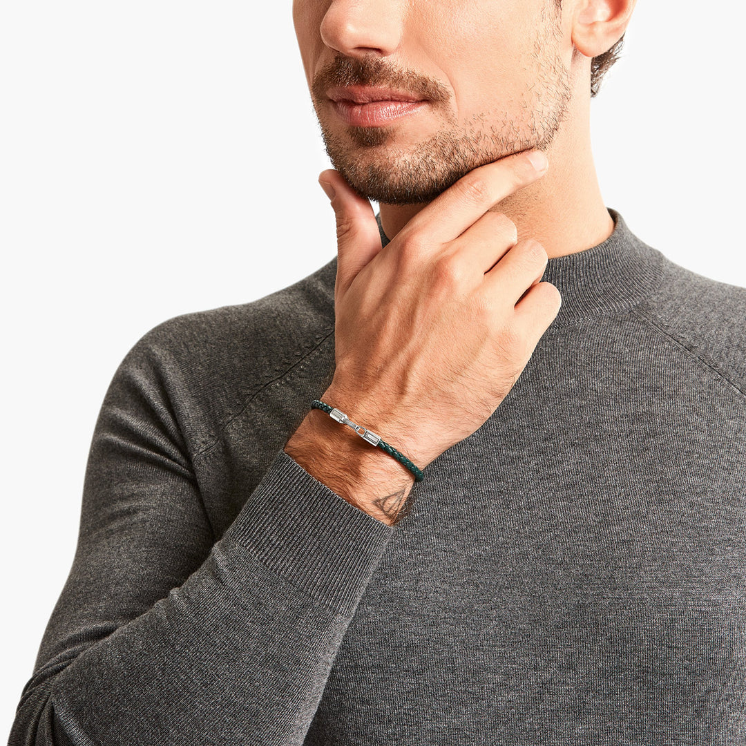 Thomas Sabo Lederarmband schmal in Grün Silber - A2147-682-6