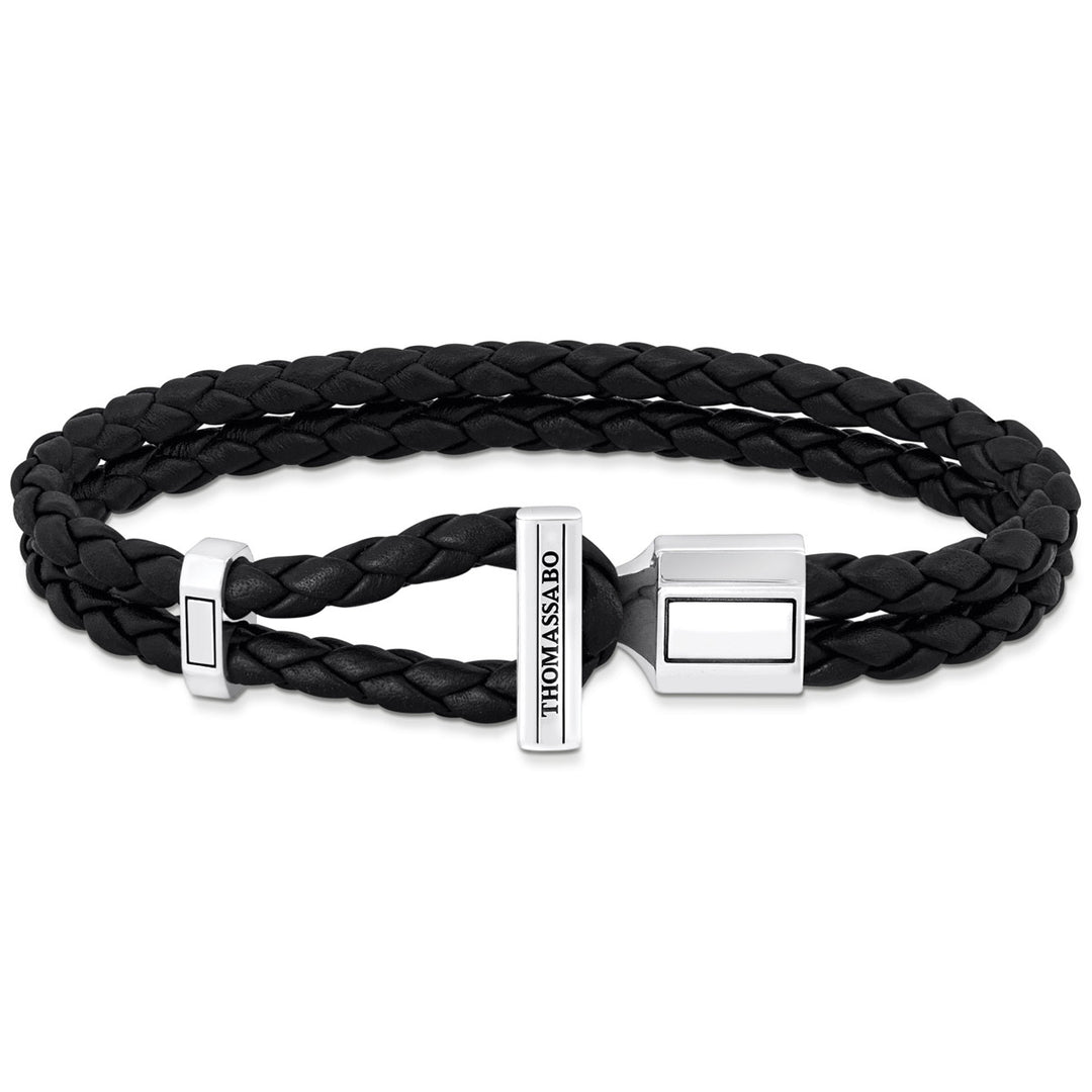 Thomas Sabo Lederarmband doppelt in Schwarz Silber - A2148-682-11