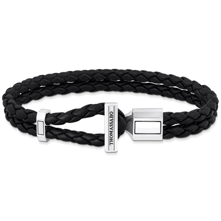 Thomas Sabo Lederarmband doppelt in Schwarz Silber - A2148-682-11