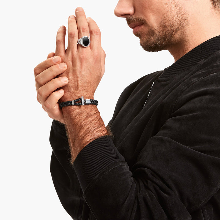 Thomas Sabo Lederarmband doppelt in Schwarz Silber - A2148-682-11