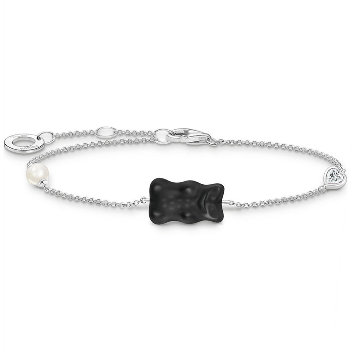 Thomas Sabo Armband mit schwarzem Goldbären Perle und Stein Silber - A2151-052-11-L19V