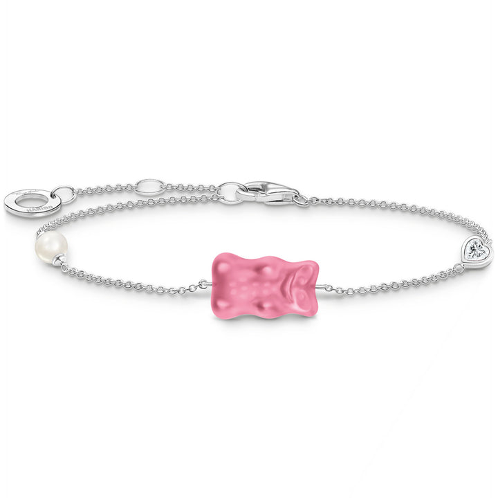 Thomas Sabo Armband mit pinkem Goldbären Perle und Stein Silber - A2151-052-9-L19V