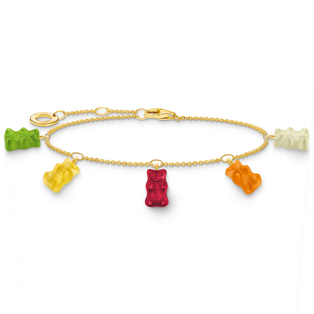Thomas Sabo Armband mit 5 bunten Goldbären vergoldet - A2152-413-7-L19V