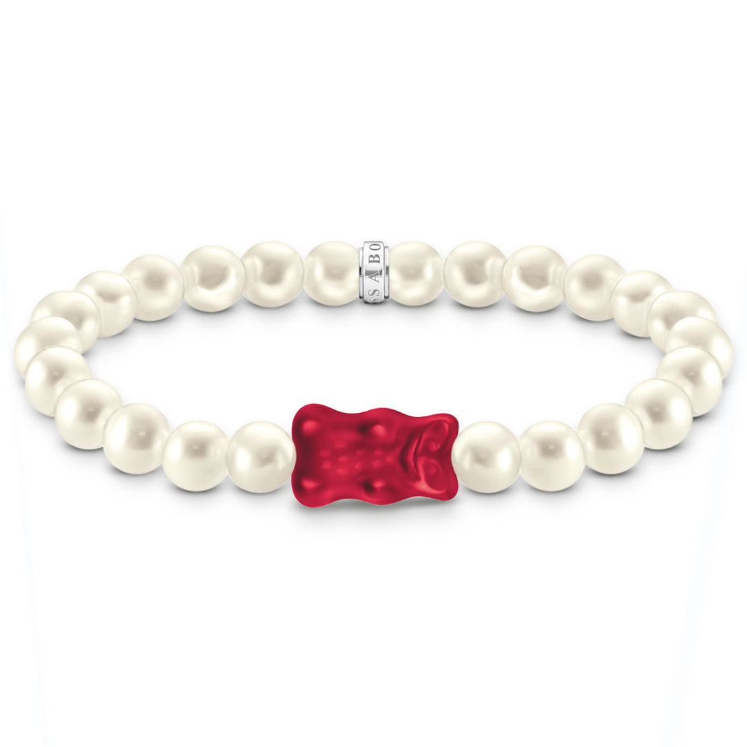 Thomas Sabo Perlenarmband mit rotem Goldbären Silber - A2154-017-10
