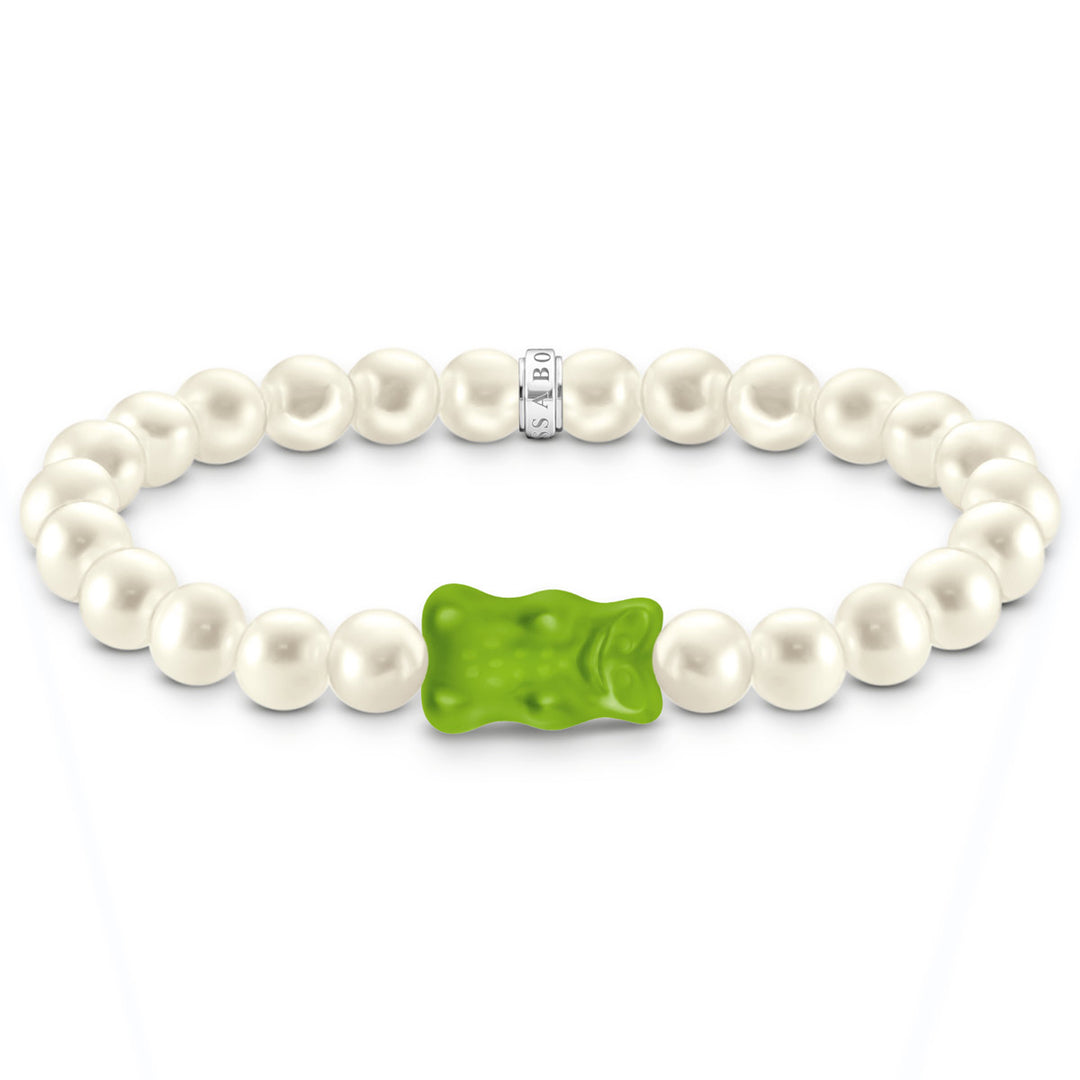 Thomas Sabo Perlenarmband mit grünem Goldbären Silber - A2154-017-6