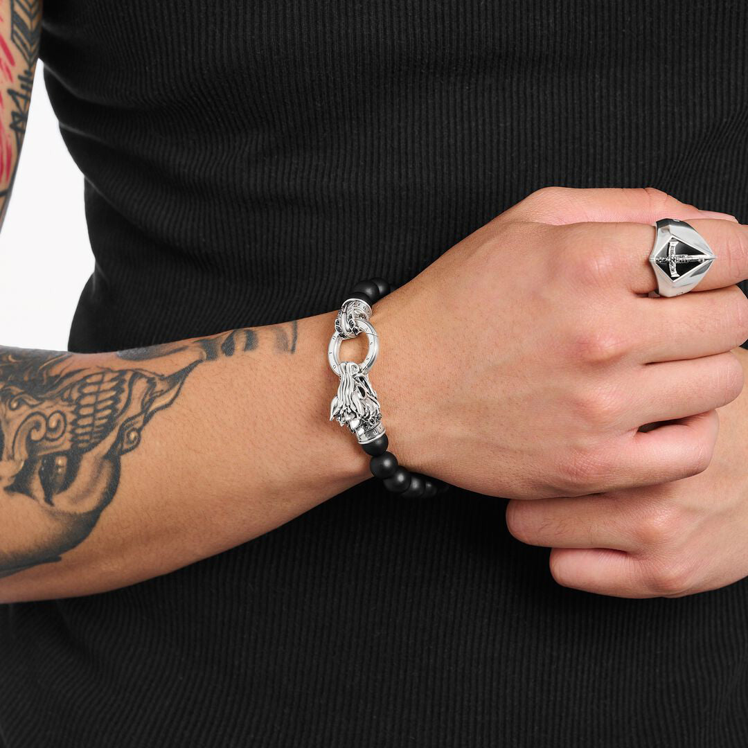 Thomas Sabo Armband aus schwarzen Beads mit Drachen Schliesse - A2164-916-11