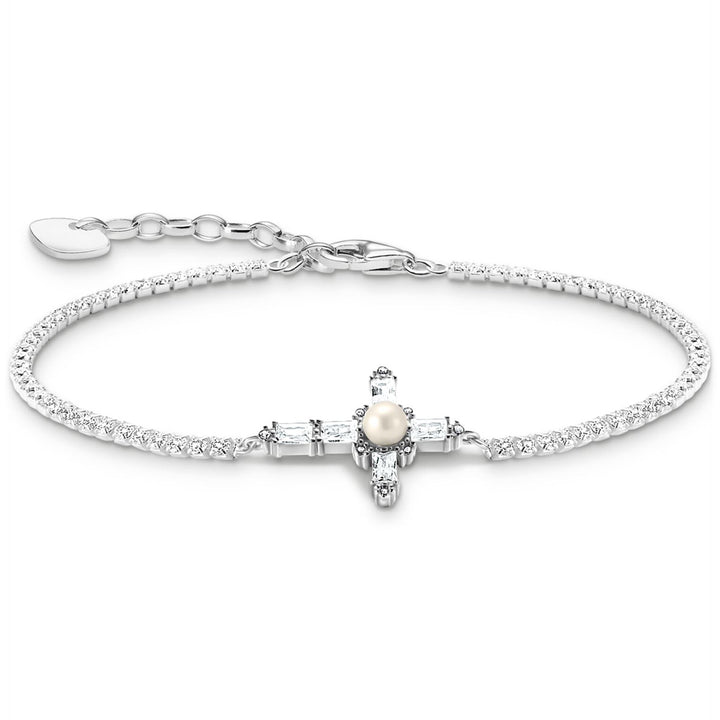 Thomas Sabo Armband mit weissem Kreuz Cross Romance Silber - A2173-167-14-L19V