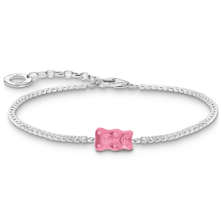 Thomas Sabo Tennisarmband mit pinkfarbenem Goldbären und Steinen Silber - A2187-052-9-L19V