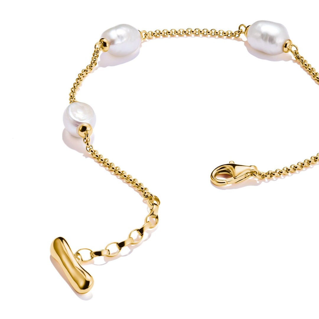 Thomas Sabo Armband mit Perlen Natural Beauty vergoldet - A2189-430-14-L19V
