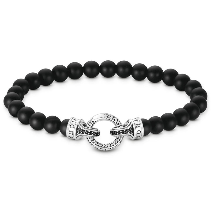 Thomas Sabo Bracelet Obsidian Beads Silver - A2191-705-11