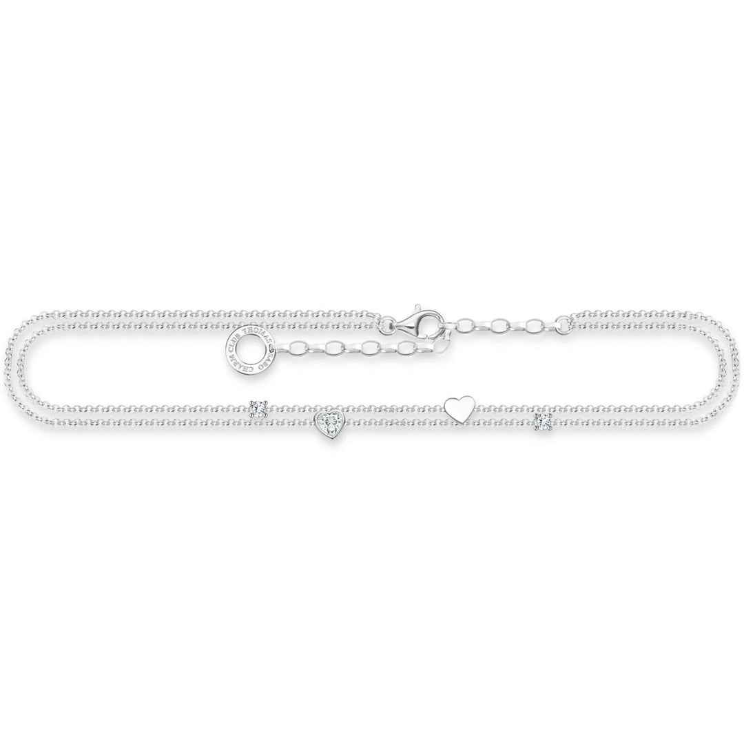 Thomas Sabo Fusskette mit Herzen und Weisse Steine Silber - AK0040-051-14-L27V