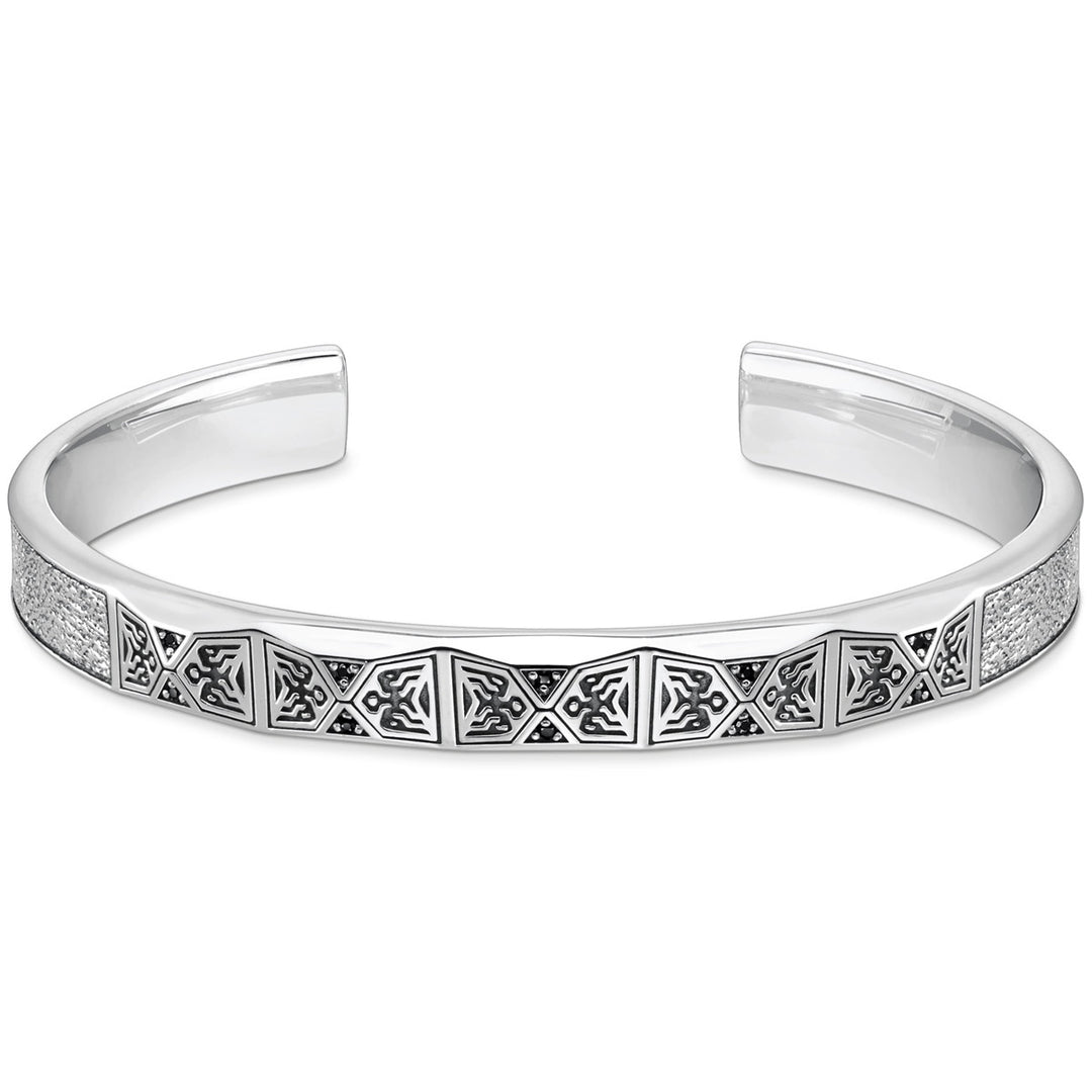 Thomas Sabo Armreif Facettiertes Design mit Schwarzen Steinen Silber - AR113-643-11