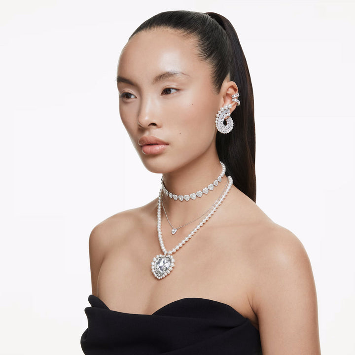 Swarovski x Ariana Grande Halskette Verschiedene Schliffe Herz Weiss Rhodiniert - 5720852