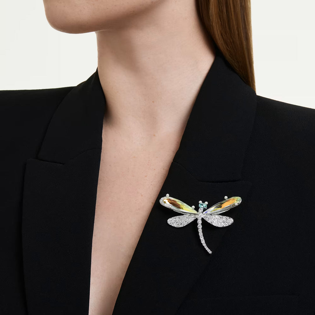 Swarovski x Ariana Grande Halskette und Brosche Verschiedene Schliffe Libelle Grün Rhodiniert - 5737429
