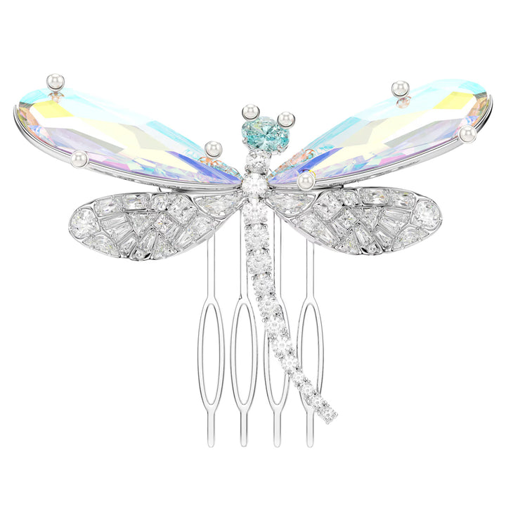 Swarovski x Ariana Grande Spilla e accessorio per capelli Crystal Pearl, Taglio misto, Libellula, Bianca, Placcato rodio - 5749193