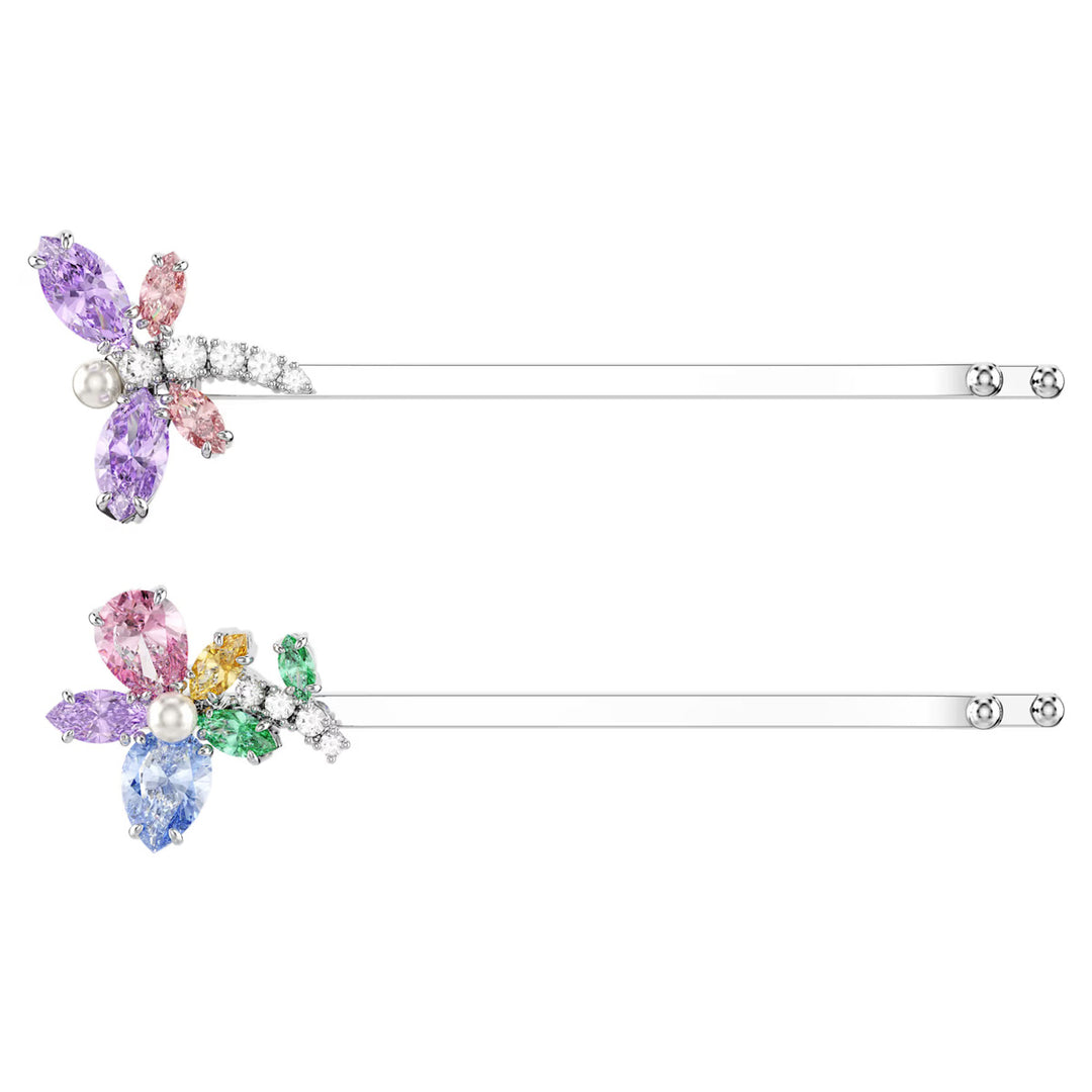 Swarovski x Ariana Grande Epingle à cheveux Tailles variées Libellule fleur Multicolore Métal rhodié - 5749186