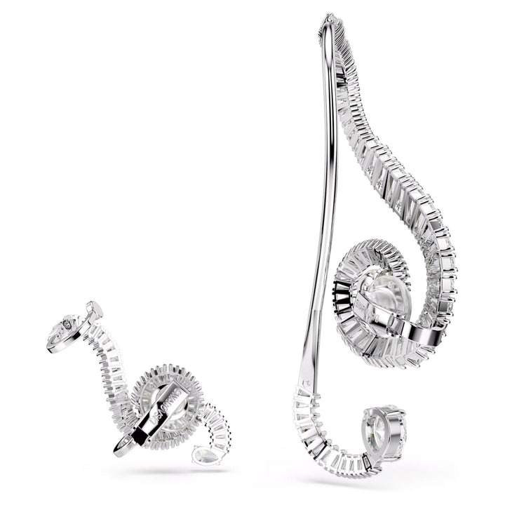 Swarovski x Ariana Grande Ohrclips Asymmetrisches Design Kristallperle Baguette Schliff Weiss Rhodiniert - 5720866
