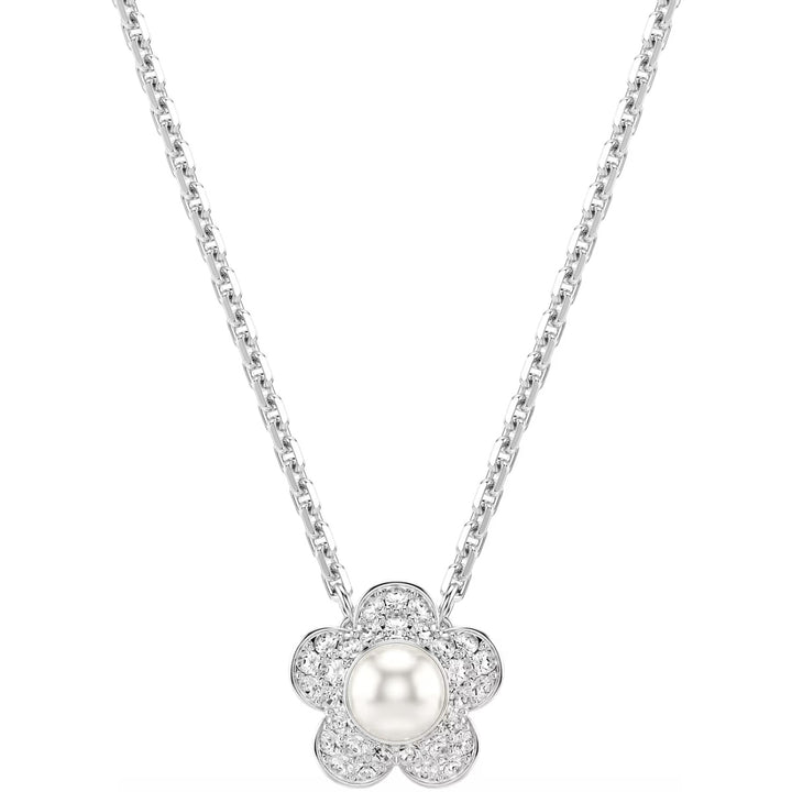 Swarovski x Ariana Grande Pendente Crystal Pearl, Taglio Round, Fiore, Bianco, Placcato rodio - 5755817