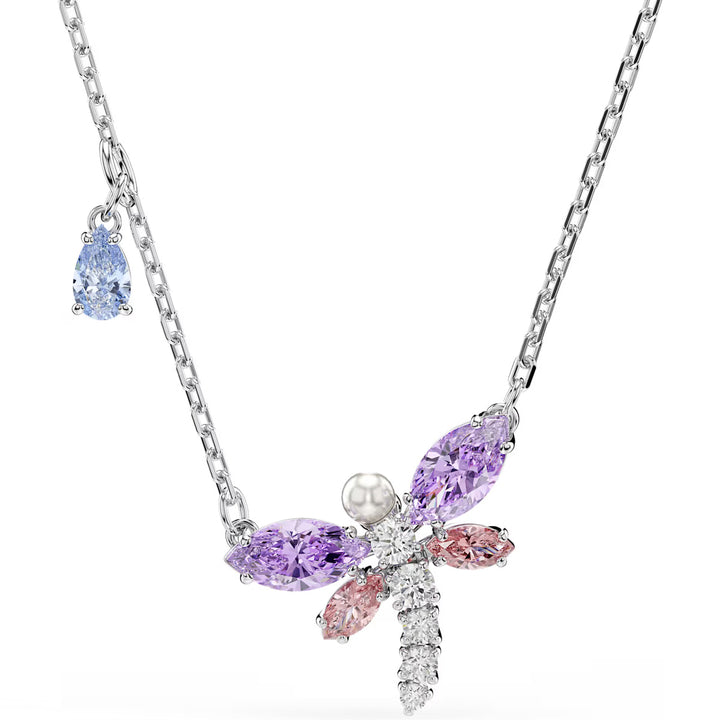 Swarovski x Ariana Grande Necklace Mixed cuts Dragonfly Multicolored Rhodium plated - 5737383