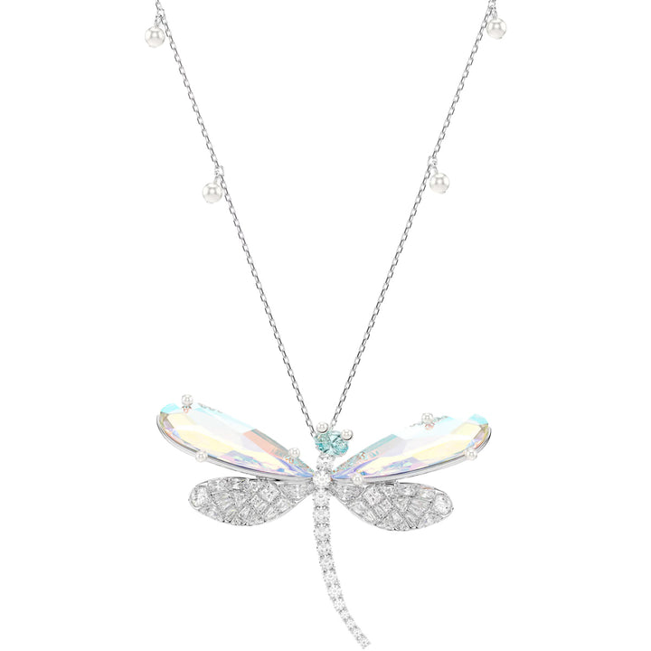 Swarovski x Ariana Grande Halskette und Brosche Verschiedene Schliffe Libelle Grün Rhodiniert - 5737429