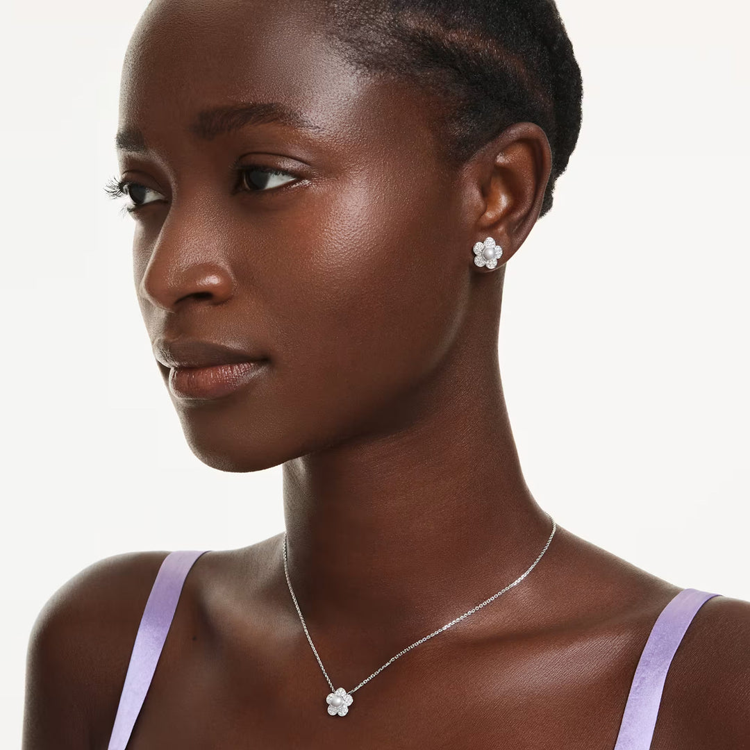 Swarovski x Ariana Grande Set Kristallperle Rundschliff Blume Weiss Rhodiniert - 5749180