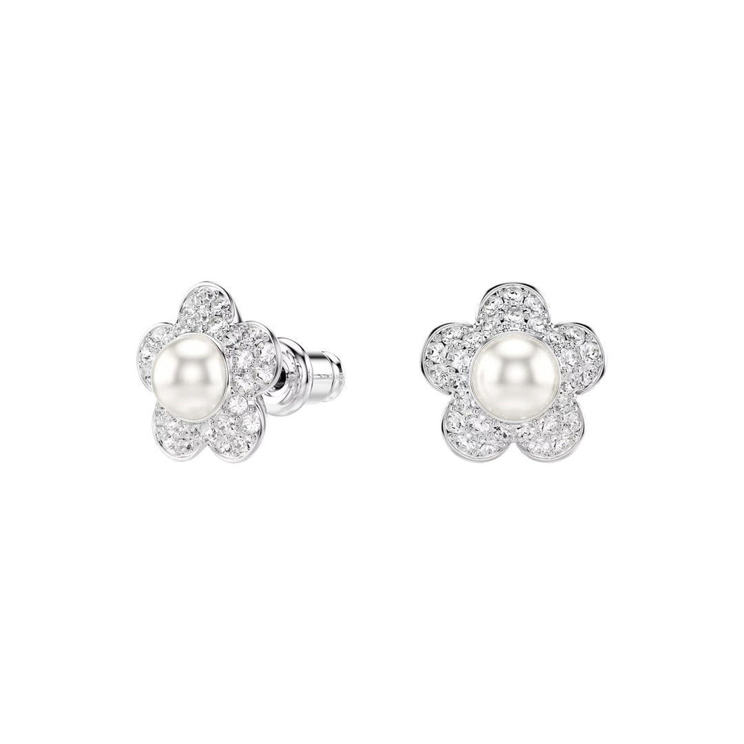 Swarovski x Ariana Grande Ohrstecker Rundschliff Blume Weiss Rhodiniert  - 5756098