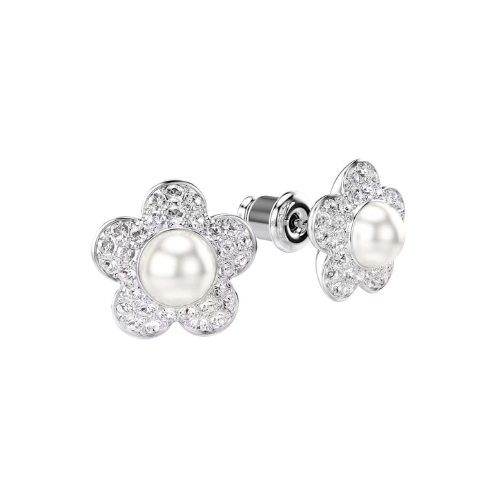 Swarovski x Ariana Grande Ohrstecker Rundschliff Blume Weiss Rhodiniert  - 5756098