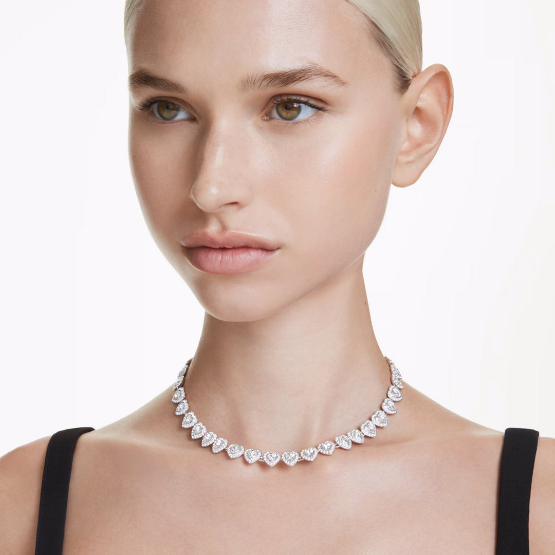 Swarovski x Ariana Grande Tennis Halskette Verschiedene Schliffe Herz Weiss Rhodiniert - 5720857