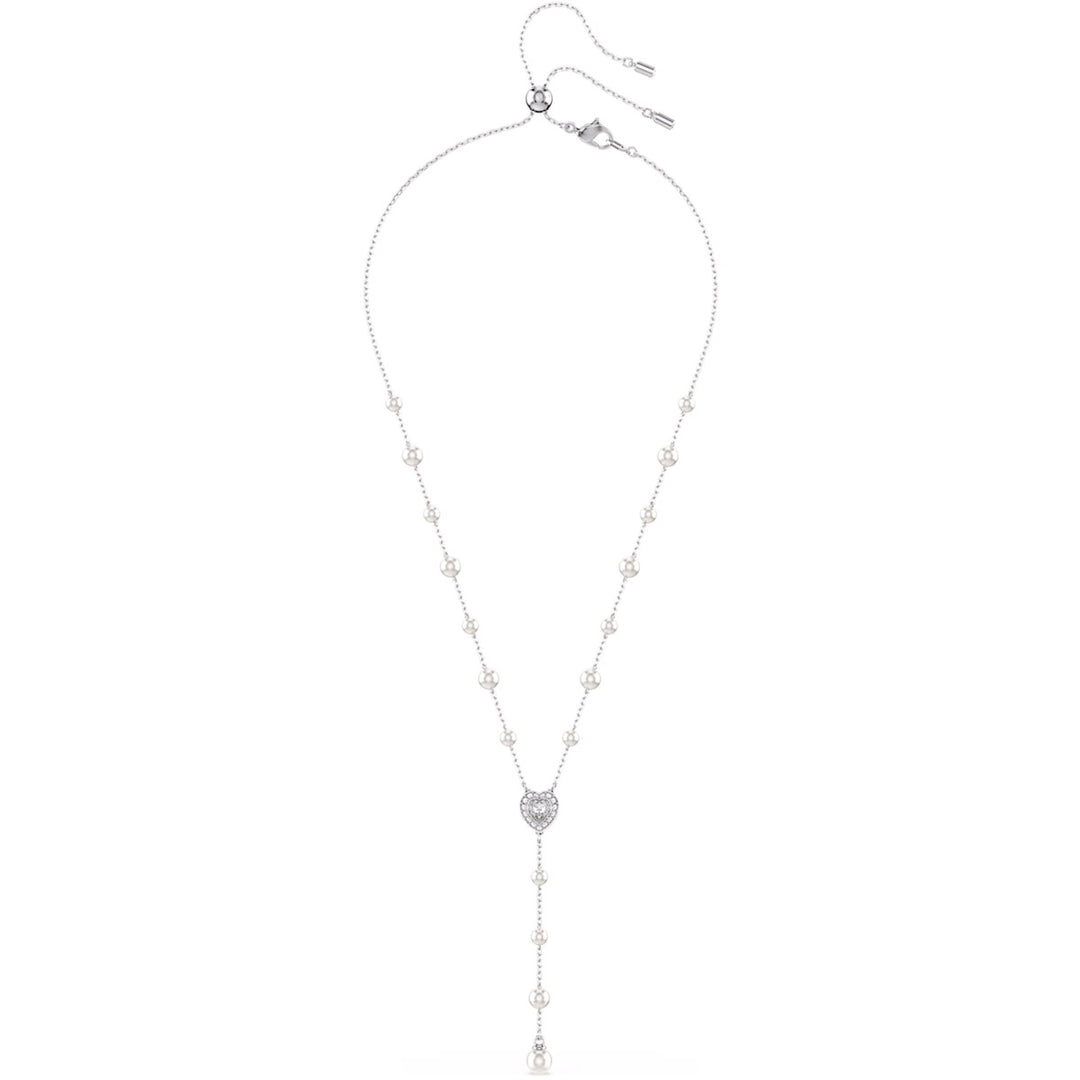 Swarovski x Ariana Grande Y Halskette Kristallperle Verschiedene Schliffe Herz Weiss Rhodiniert - 5720855