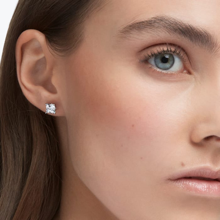 Swarovski Stilla Attract Ohrstecker Kissenschliff Weiss Rhodiniert - 5430365