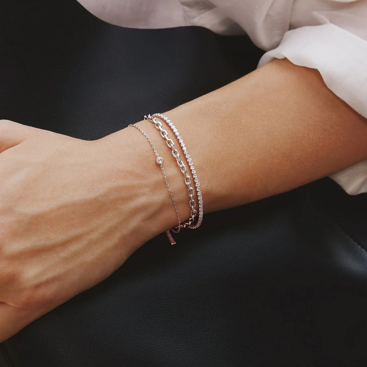 Ania Haie Silver Sparkle Bezel Armband - B062-01H