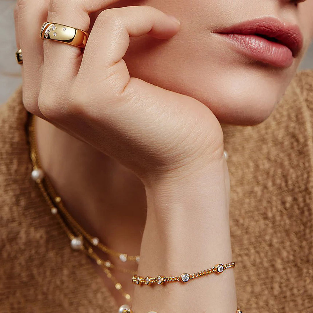 Ania Haie Gold Multi Station Round Stone Armband - B066-05G