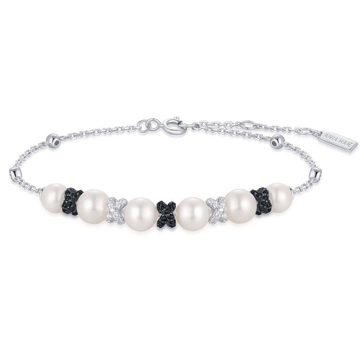 Ania Haie Two Tone Sparkling Braided Shell Pearl Armband - B069-03T