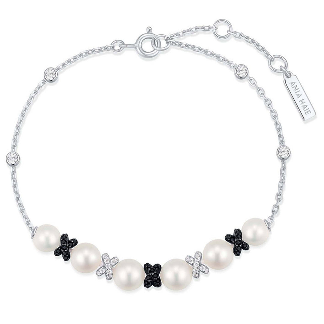 Ania Haie Two Tone Sparkling Braided Shell Pearl Armband - B069-03T