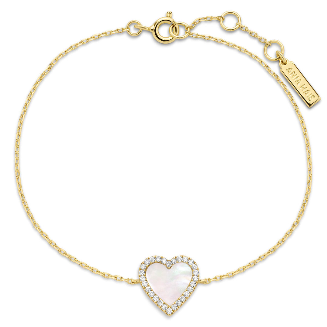 Ania Haie Gold Mother of Pearl Halo Heart Armband - B071-05G