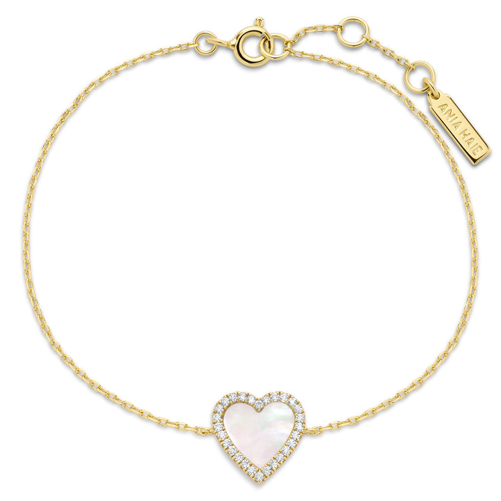 Ania Haie Gold Mother of Pearl Halo Heart Armband - B071-05G