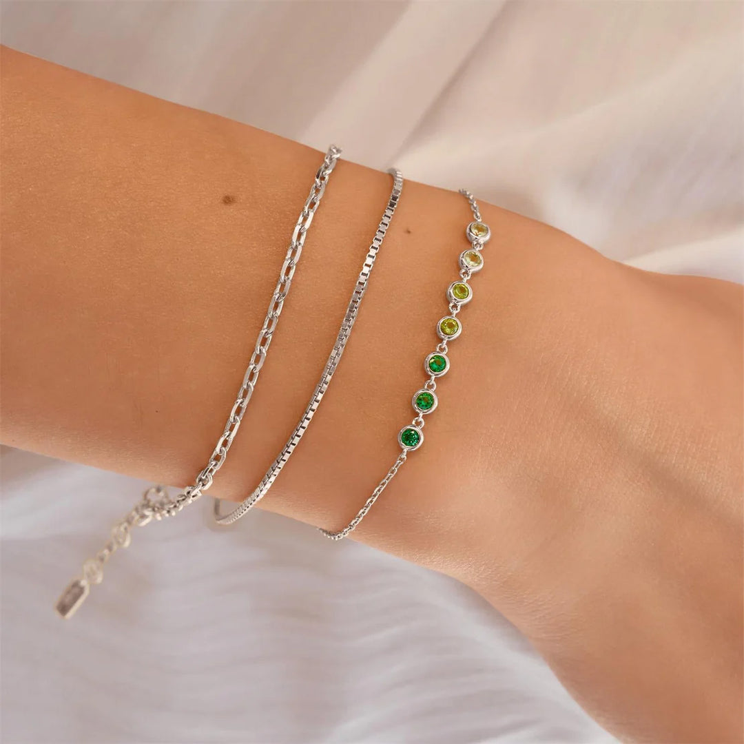 Ania Haie Silver Green Station Armband - B073-04H