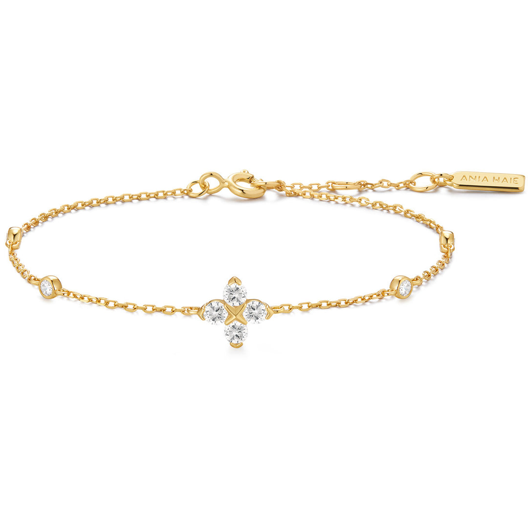 Ania Haie Bracelet trèfle étincelant plaqué or - B074-04G
