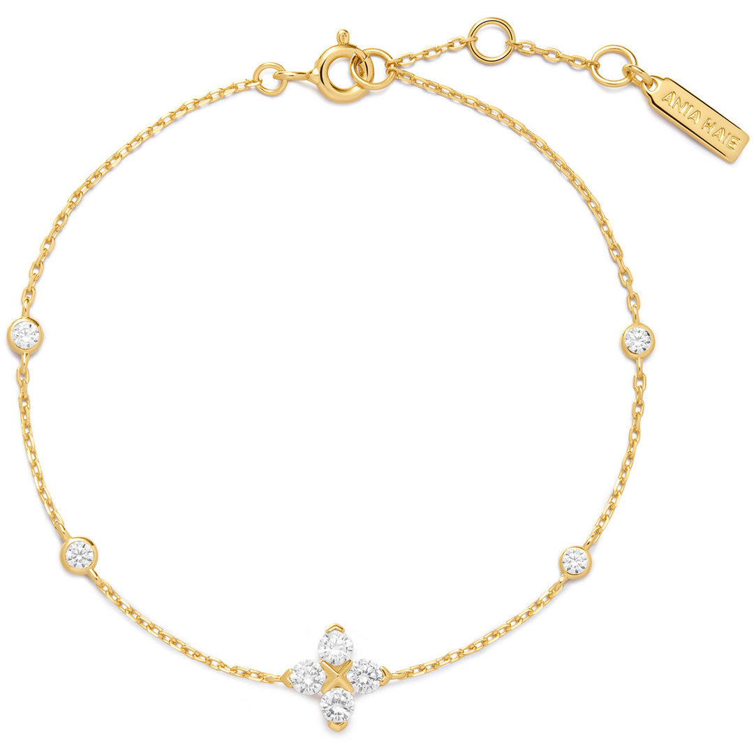 Ania Haie Gold Sparkling Lucky Clover Armband - B074-04G