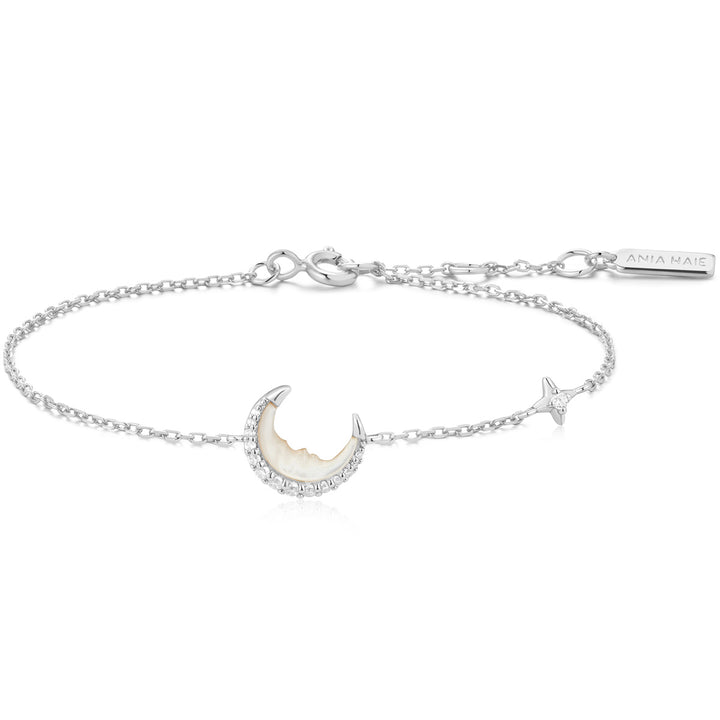 Ania Haie Silver Mother of Pearl Crescent Moon Armband - B075-05H