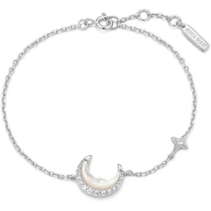 Ania Haie Silver Mother of Pearl Crescent Moon Armband - B075-05H