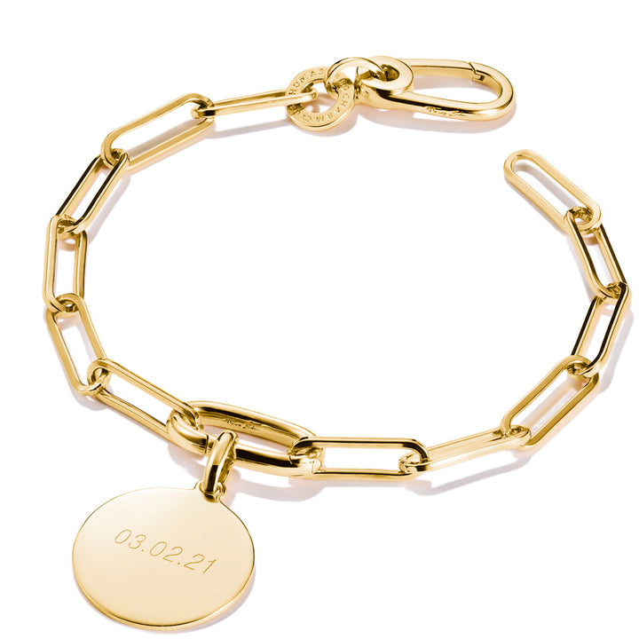 Thomas Sabo Charm Armband Paperclip mit einem Connect Link vergoldet - C1205-413-39