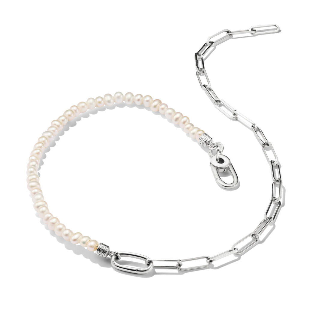 Thomas Sabo Charm Kette Paperclip und Perlen mit einem Connect Link Silber - C1211-082-14-L45