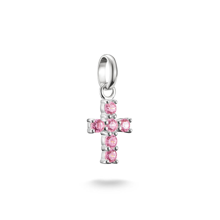 Thomas Sabo Charm-Anhänger Kreuz mit pinken Steinen Connect Silber - CC1206-051-9