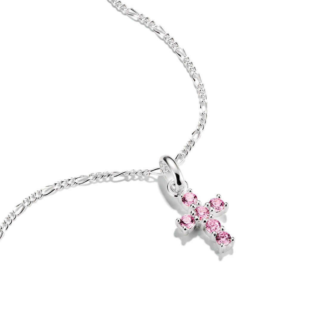 Thomas Sabo Charm-Anhänger Kreuz mit pinken Steinen Connect Silber - CC1206-051-9
